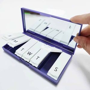 <b>Plastic</b> Seven-Day <b>Mirror</b> Pill Box Tablet Storage Divided Box UV-Printable 100 Pieces Per Box Zhejiang - Product Image 1