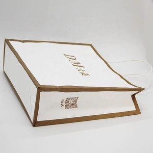 Sac en papier <span class=keywords><strong>Euro</strong></span> Tote personnalisé imprimé sur mesure, blanc mat laminé, avec bord doré - Product Image 6