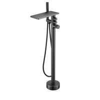 Robinet de baignoire moderne sur pied à bouton-poussoir, avec bec cascade, pour eau chaude et froide, pour salle de bain et douche