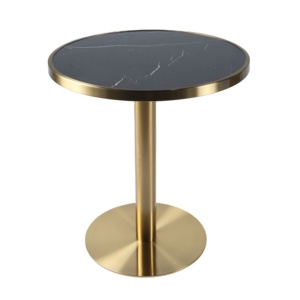 Lifepursue <span class=keywords><strong>Table</strong></span> basse de restaurant sur <span class=keywords><strong>pied</strong></span> rond en marbre noir réglable en hauteur de petite taille - Product Image 1