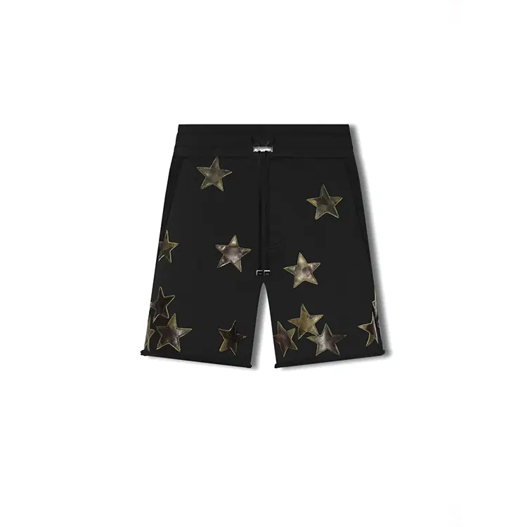 Wholesale Patchwork Camouflage Stars Men's Track Shorts Custom High Quality Streetwear Embroidered Sweat Short Pants For Men