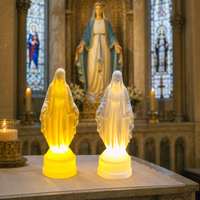 Statue de la Vierge Marie en blanc ivoire, lumière de nuit LED pour l'autel de l'église catholique, décoration religieuse pour la maison, ornement de table