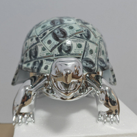 Personnalisé 40cm Résine Tortue Statue Cartoon Tortue Sculpture Galvanoplastie Peinture Finition Noël Art Galerie Animal Affichage