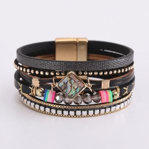 Stitched <b>Leather</b> <b>Bracelet</b> Premium Drop Shipping Support Recycled Stainless Holiday Gift for Women Vacuum Melted Steel - Product Image 3