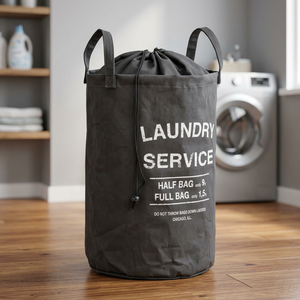 Sac à linge en toile de coton, sacs à linge en polyester écologiques avec cordon de serrage, sacs à linge robustes, sacs à linge avec impression de logo personnalisée - Product Image 6