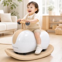 Cheval à bascule 2-en-1 en forme de nuage pour enfants de 2 à 6 ans, jouet à glisser et à basculer en bois