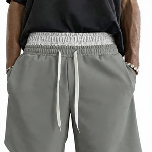 Men s Gray Cotton Bermuda Shorts With White Drawstring Mid Waist Casual Style Men s Everyday Comfort Shorts - Product Image 5