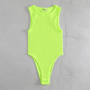 Combinaison gainante côtelée sans couture de haute qualité pour femme, sans manches, col rond, basique, respirante, non tissée, amincissante - Product Image 6