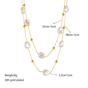 Songfu Vente Chaude En Acier Inoxydable <span class=keywords><strong>Double</strong></span> Couche Simulé Baroque Flottant <span class=keywords><strong>Collier</strong></span> De Perles Multiples <span class=keywords><strong>Collier</strong></span> - Product Image 6