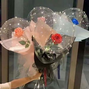Anniversary LED <b>Balloons</b> Clear Light up <b>Flowers</b> Bobo <b>Balloon</b> with Stick for Wedding Party Valentine Halloween Christmas - Product Image 3