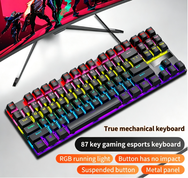 K87 Mechanical Keyboard, Wired Plug&Play Ergonomic Design, for Laptop Desktop Gaming