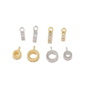14K gold-plated, color-preserving, zircon-<b>set</b> single pendant with 18K gold-plated spacer <b>bead</b>, DIY bracelet/necklace, three-way - Product Image 5