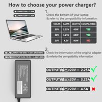 Chargeur pour ordinateur portable USB C 65W compatible avec pour Dell et Chromebook Cordon d'alimentation 45W pour utilisation industrielle et écouteurs Fonction PD 3.0