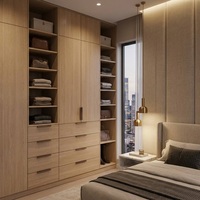 Armoire de rangement verticale moderne pour appartement, résistante au feu, avec charnières à fermeture douce, en bois, pour vêtements