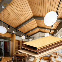 Panneau de plafond en aluminium ignifuge et imperméable, finition grain de bois, pour décoration de centres commerciaux, intérieur et extérieur