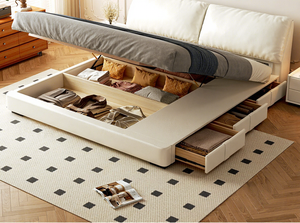 <span class=keywords><strong>Lit</strong></span> plateforme moderne en similicuir PU, taille Queen, avec rangement, coffre sécurisé, multifonctionnel, pour chambre principale - Product Image 2