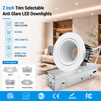 Spot encastré LED rond de 2 pouces en aluminium anti-éblouissement, dimmable TRIAC, pour hôtel et villa