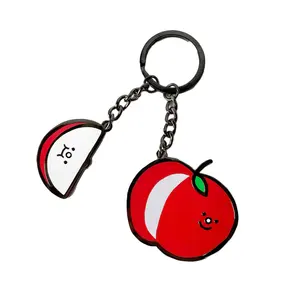 Customized Free Artwork Cute and Adorable Fruit Apples Series Black Nickel Plated Zinc Alloy Hard Enamel Gift Key Chains Pendant