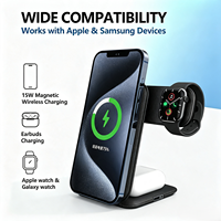 Chargeur sans fil magnétique portable 3 en 1 15W pour montres intelligentes, chargeur rapide sans fil pour montre