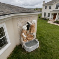 Fuente de Pared de Mármol para Interiores y Exteriores, Cascada Decorativa para Jardín, Hogar, Hotel, Granja