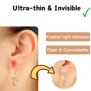 Parches invisibles de material PE impermeable de 70x40mm para soporte de pendientes, para lóbulos de oreja caídos, rotos o estirados, soportes de pendientes pesados, cuidado de las orejas - Product Image 4