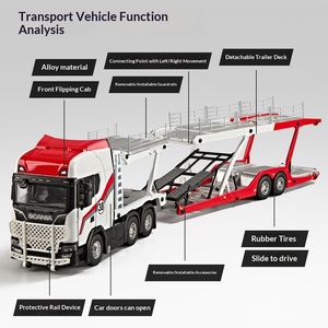 Modèle réduit de transporteur à double étage en métal moulé sous pression à l'échelle 1:50, réaliste, avec glissière et contrôle par inertie, jouet unisexe, cadeau pour la Journée des enfants - Product Image 4