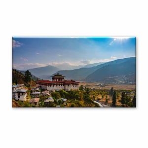 Impresión en lienzo de fortaleza cultural de Bután, decoración de pared con paisaje de valle para sala de estar y dormitorio - Product Image 2