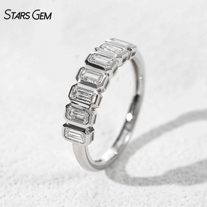 Anillo de Diamante de Laboratorio, Oro de 14k, Diamante Cultivado en Laboratorio DEF VS, Corte Esmeralda, Anillos de Boda, Anillo de Aniversario, Anillo de Eternidad - Product Image 3