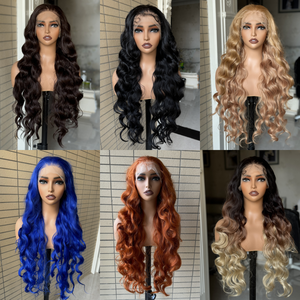 Starhair-Peluca de cabello humano sintético de alta calidad, 13x6, <span class=keywords><strong>con</strong></span> encaje frontal, de 32 pulgadas, resistente al calor - Product Image 6