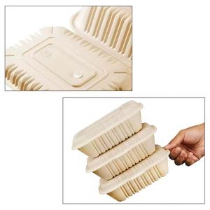 Boîte à lunch jetable en plastique noir et blanc avec couvercle à charnière pour plats à emporter - Product Image 5
