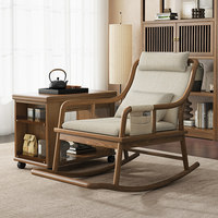 Fauteuil à bascule et chaise longue en bois massif pour salon, avec repose-pieds, idéal pour les siestes dans les appartements, les villas ou les patios