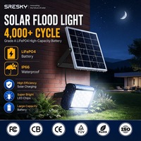 Projecteur solaire extérieur SRESKY 40W 60W 80W avec batterie LiFePO4, corps en aluminium, panneau monocristallin, LED de qualité commerciale