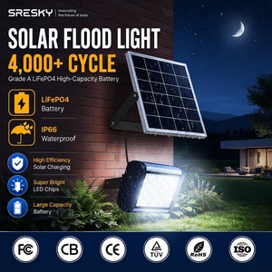 ไฟสปอร์ตไลท์โซลาร์เซลล์ SRESKY 40W 60W 80W สำหรับภายนอกอาคาร แบตเตอรี่ LiFePO4 ตัวเรือนอะลูมิเนียม แผงโมโนคริสตัลไลน์ LED เกรดเชิงพาณิชย์ - Product Image 1