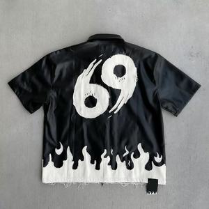 เสื้อยืดพิมพ์ลายโลโก้ตามสั่งเสื้อยืดหนังเสื้อยืดผ้าฝ้ายโอเวอร์ไซส์สไตล์วินเทจเสื้อยืดปักลายแบบมีซิปสำหรับผู้ชาย - Product Image 1