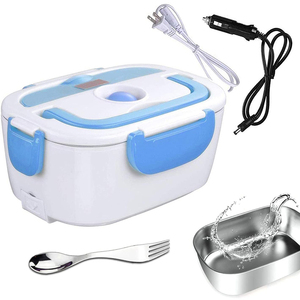 AC110v 240v Portable Tiffin  Electric Car Bento Lunch Box Stainless Steel Heating Food Warmer For Office School/