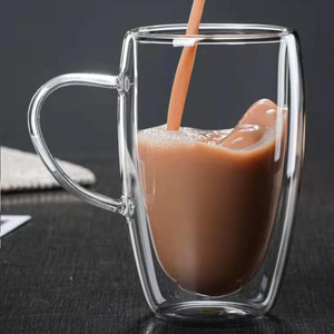 Tasse en verre borosilicate à double paroi avec poignée, en forme d'œuf, transparente, pour usage domestique - Product Image 3