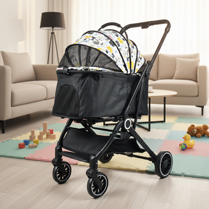 Fabricante al por mayor cochecito portátil <span class=keywords><strong>de</strong></span> viaje transpirable plegable <span class=keywords><strong>para</strong></span> <span class=keywords><strong>perros</strong></span> con 4 ruedas y gran espacio <span class=keywords><strong>de</strong></span> almacenamiento carrito plegable <span class=keywords><strong>para</strong></span> mascotas - Product Image 2