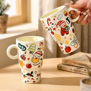 Taza de Cerámica con Dibujos Animados Navideños de 450 ml, Apta para Microondas, Resistente al Calor, para Uso Doméstico, Reutilizable, para Regalos - Product Image 2