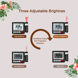 Numérique 180 ° Réveil de bureau rotatif avec projection de l'heure, variateur d'intensité, fonction snooze, calendrier, radio FM, affichage de la date et de la température, pour chevet et maison - Product Image 4