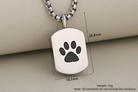 Urne commémorative carrée en acier inoxydable pour poils d'animaux, ouvrable par vis, avec empreinte de patte, pendentif commémoratif