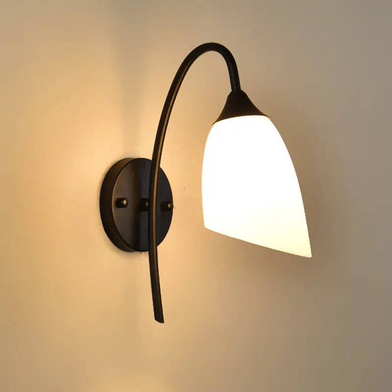 Mid Century Modern Black Battery Operated Bedroom Led Wall Sconce Lights for Reading