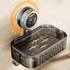 Rotating Suction Cup Soap Holder Wall Mount Rectangular Plastic Self Drainable Bathroom Soap Dish - Product Image 2