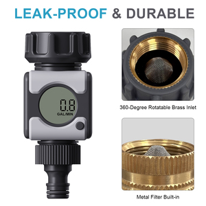 Digital Garden <b>Water</b> <b>Flow</b> <b>Meter</b> with Backlit LCD Display, IPX6 Waterproof Hose Outdoor Hose, Gallons - Product Image 2