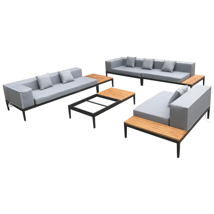 עיצוב חיצוני מתכת טרקלין ספה סט ריהוט גן l טופס מודרני 10 מושבים חתך ספה