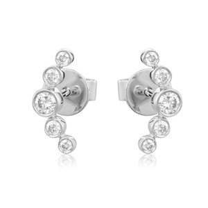 Pendientes de Aro con Diamantes Cultivados en Laboratorio de Corte Brillante de 0.48ct, Chapados en Oro de 14K, Certificados por IGI, Unisex, de Lujo, para Bodas y Fiestas, Calidad VS - Product Image 1