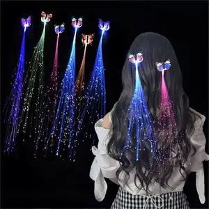 multicolor flashing light up hair braid led fiber optic hair light