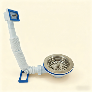 Màu Xanh-Trắng PP và thép không gỉ thiết kế hiện đại tràn Bồn Rửa Nhà Bếp drainer cho phòng tắm và khách sạn sử dụng - Product Image 3