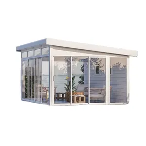 Moderno blanco sunroom aluminio invierno vidrio sunroom cuatro estaciones sunrooms casas de cristal