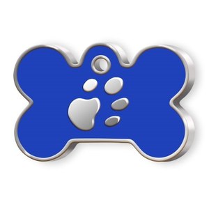 Placa de Identificación para Mascotas con Diseño de Hueso Azul Grande y Huella de Pata para Perros y Gatos - Product Image 1