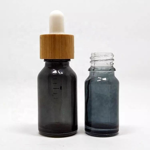 Flacons compte-gouttes avec bouchons en bambou, forme cylindrique, pour sérum de soin de la peau, usage cosmétique - Product Image 1